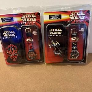 Star Wars Episode 1 Darth Maul und Space Battle Figurenuhren mit Blechgehäuse - Bild 1 von 4