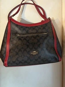 Coach Cristy Shoulder Bag Brown Red - Picture 1 of 10