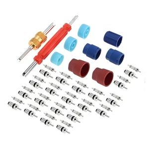 Universal HVAC Valve Core Replacement Set with Seal Caps for R12 R134a Systems - Picture 1 of 10