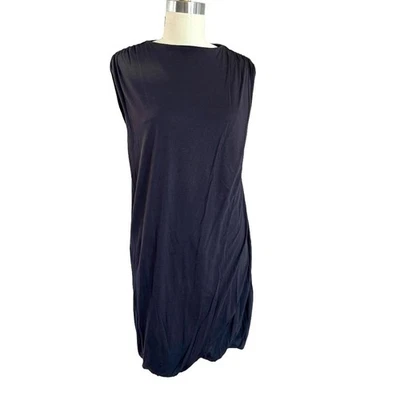 Minivestido Jersey Negro Dobladillo Burbuja/Cubrimiento de Playa con Hombro Acanalado -Talla 10 Foto 1 de 4