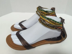 Degree Woman Sandals 8.5 Ankle Strap Zip Closure Faux Leather Flat - Picture 1 of 8