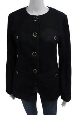 Jaqueta militar feminina Ann Taylor azul escuro mistura de algodão tamanho P - Imagem 1 de 4