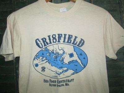 Camiseta CRISFIELD SEAFOOD De Colección Años 80 70 Restaurante Bar MARYLAND Cerrada S/M EE. UU. Foto 1 de 4