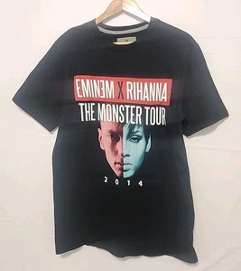 Camiseta EMINEM RIHANNA THE MONSTER TOUR Hombres M 2014 Tour Negra Doble Cara CA NJ DET - Imagen 1 de 15