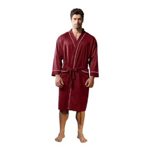 Mens Kimono Robe Lightweight Soft Bathrobe Sleepwear Loungewear Medium Burgundy - Picture 1 of 7