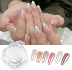 Mirror Pearl Nail Chrome Powder, White Pearl Chrome Nagelpulver Nailart Flake... - Bild 1 von 5