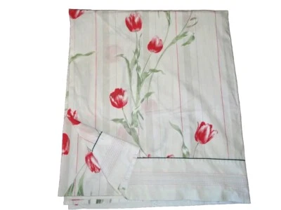 VINTAGE SPRINGMAID ALL OVER FLORAL PINK RED TULIPS (1PC) QUEEN FLAT SHEET 88 X 1 - Image 1 of 4