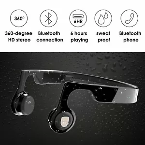 Bone Conduction Headphones Wireless Bluetooth Noise Headset with Mic - Picture 1 of 8