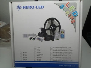 Set of 2! HERO-LED 5M300TAW NW LED Strip Tape Light, 5M 16.4FT 1800LM 12V DC 72W - Picture 1 of 3