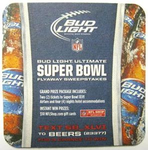 BUD LIGHT BEER SUPER BOWL XLVI FLYAWAY SORTEO Montaña rusa, tapete, 2011, 46ª NFL - Imagen 1 de 2
