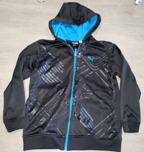 PUMA boys BLACK SPRING FALL JACKET blue trim cat zipper SMALL 6/7? - Picture 1 of 1