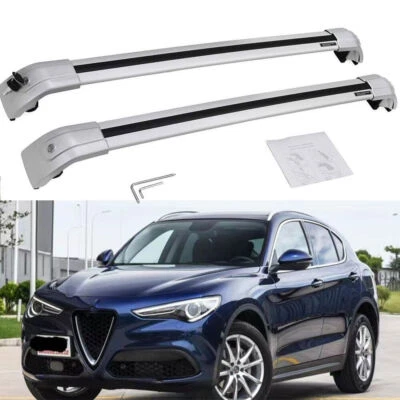 Lockable Roof Rail Rack Cross Bar Crossbar Fits for Alfa-Romeo Stelvio 2017-2022 Foto 1 de 4