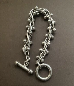 GORGEOUS VINTAGE 925 STERLING SILVER DNA TOGGLE BRACELET~ 51 GRAMS - Picture 1 of 7