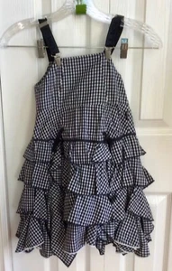 jottum, sz 4 B/W plaid adj suspender ruffled dress/ jumper. CUTE!! - Picture 1 of 4