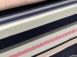 Viscose Spandex Stretch Jersey Fabric, Per Metre - Stripe - Navy Pink White - Picture 1 of 4