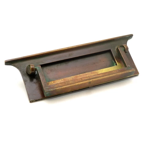 Original Art Deco 1930s brass letterplate & door knocker combined. Aged patina Cover