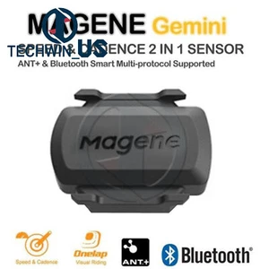 Sensor Ant Bluetooth Trittfrequenz und Geschwindigkeit Magen Gemini 210 Universal Fahrrad - Bild 1 von 9