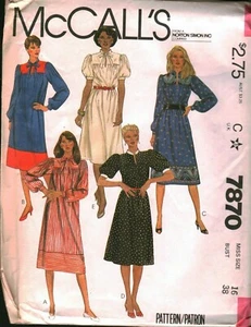 7870 Vintage McCalls SEWING Pattern Misses Pullover Dress Front Neck Opening OOP - Picture 1 of 2