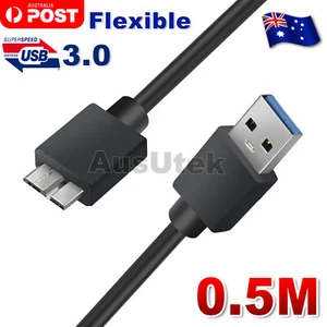 Flexible 0.5M USB 3.0 Male A to Micro B Cable Cord For External Hard Drive HDD - Picture 1 of 4