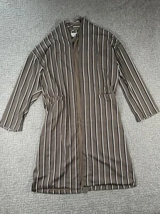 Everly Jacket Large L Tan Striped Long Duster Lined Open Pockets Womens - Picture 1 of 18
