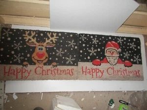 Premier Tappetini Natalizi Babbo Natale o Renna 60cm x 40cm Coir/Gomma Supporto - Foto 1 di 8