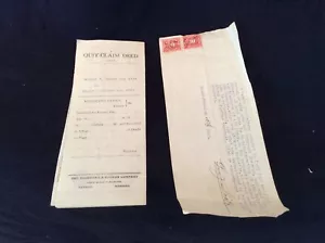 Antique 1922 Deed Hudson Hanna Subdivision Royal Oak Michigan MI Lot 18 Tax Stam - Picture 1 of 7