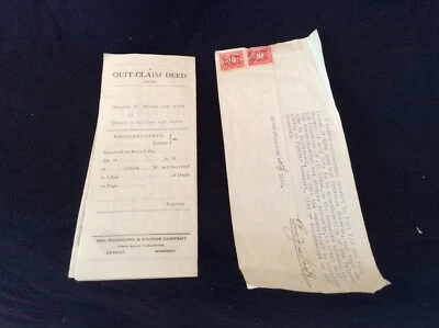 Antique 1922 Deed Hudson Hanna Subdivision Royal Oak Michigan MI Lot 18 Tax Stam - Image 1 of 4