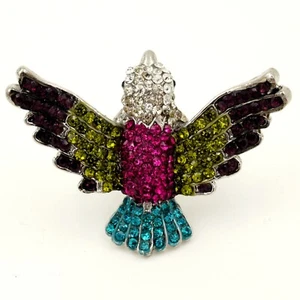 Anillo de cóctel ajustable de cristal multicolor estrás colibrí 03348 - Imagen 1 de 3
