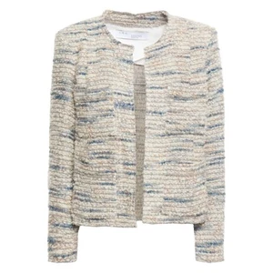 Iro Belugo Tweed Open Front Pocket Crop Wool Jacket Blazer - Picture 1 of 9