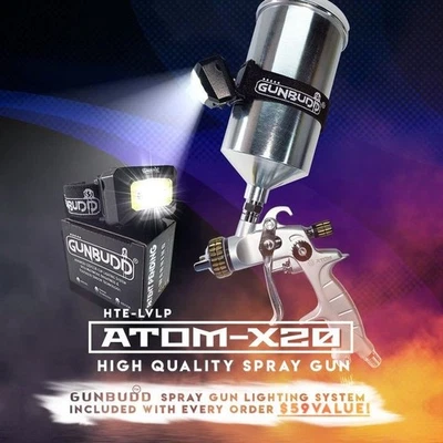 ATOM X20 LVLP Auto Spray Gun WITH FREE GunBudd Ultra Light – Pro Painter’s Kit! - Image 1 of 4