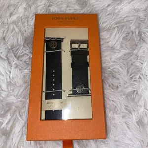 Tory Burch Apple Band Black Leather Band With Gold T On Band New Sealed Box - Zdjęcie 1 z 7