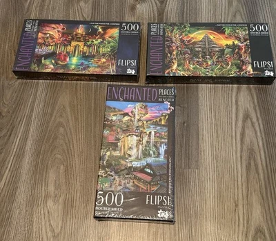 Flipsi Puzzle Lot Of 3 Enchanted Sands, Enchanted Woods, Enchanted Falls New! - Image 1 of 4