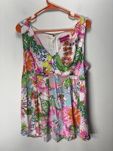 Lilly Pulitzer for Target Tank Floral Nosey Posey Top Tunic Raton Sz L - Picture 1 of 13