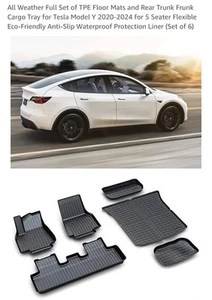 EXCEL LIFE Tesla Model Y 2020-23 Full Set TPE Floor Mats Rear Trunk Cargo Tray - Picture 1 of 3