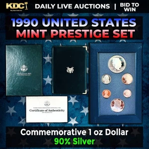 1990 United States Mint Prestige Proof Set 6 Coins W/ Box & COA - Picture 1 of 1