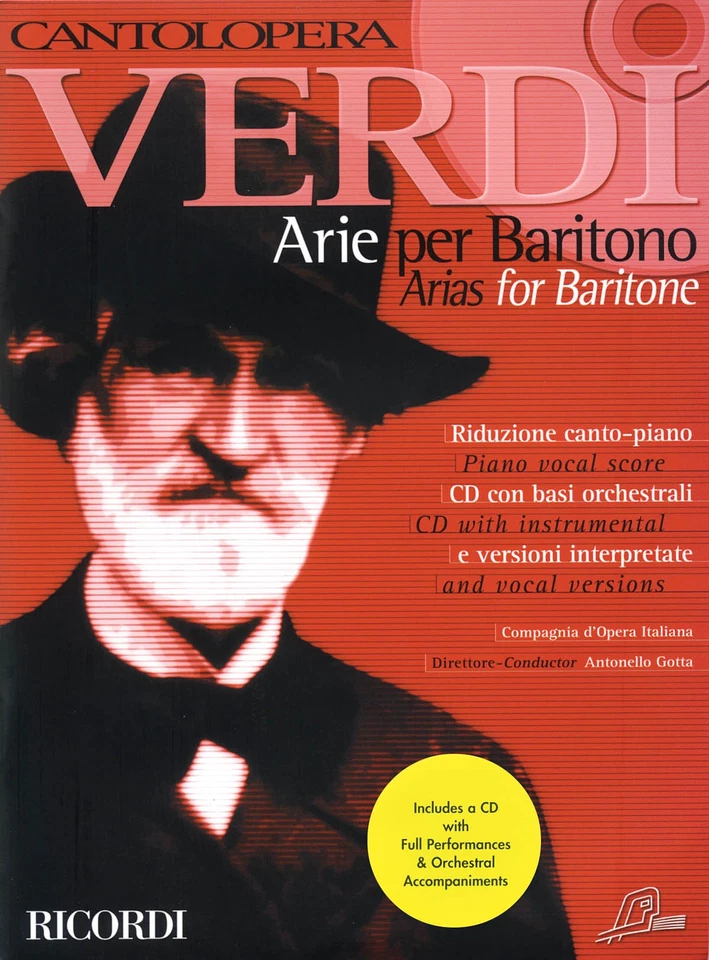 Verdi Arias for Baritone Vol 1 Cantolopera Vocal Piano Sheet Music Book CD - Image 1 of 1
