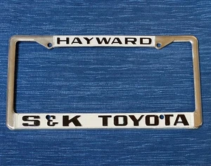 Vintage Hayward California S&K Toyota Car Dealer Metal License Plate Frame 44B - Picture 1 of 2