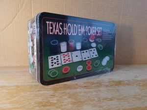 Texas Hold'em Poker Set Tin 200 Pieces Brand New - Picture 1 of 9