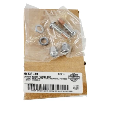 Kit de pernos de estriba de montaje macho punta de bala cromada universal Harley-Davidson 94133-01 Foto 1 de 4