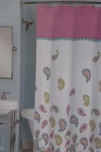 Juego de 13 ganchos y cortinas de ducha de tela de cachemira gráfica Jakson nuevo en paquete - Imagen 1 de 7