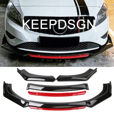 Difusor divisor de labios parachoques delantero negro y rojo para Mercedes-Benz Clase A A180 A200 Foto 1 de 4