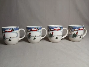 4 Folkcraft Steinzeug 4" große Tassen im Winter Seitenmuster - Bild 1 von 5