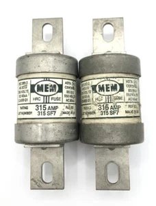 2 x MEM 315Amp 315 SF7 HRC Fusible 80kA 550vAC o 40kA 250vDC BS88 111MM Centro - Imagen 1 de 5