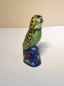 Antique Figural Pekinhg Parrot Bird Cloisonne Enamel Box Jars removable heads #1 - Picture 1 of 18