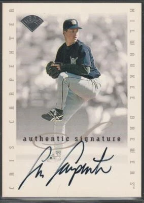 041, 1996 Hoja Firma, Autógrafo Original de Chris Carpenter, Cerveceros Foto 1 de 2