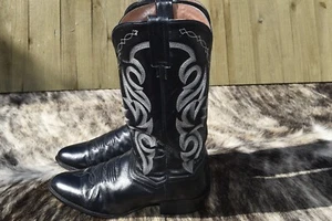 Dan Post Men's Milwaukee Leather Western Boots Black Embroidered Size 9.5 EW - Picture 1 of 8