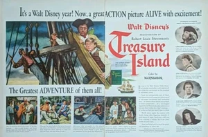 Walt Disney 1950 Treasure Island Movie Print Ad, Robert Louis Stevenson - Picture 1 of 1