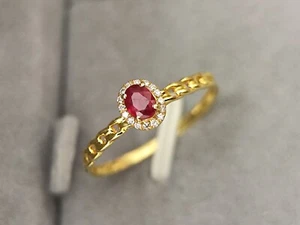 Certified 18K Yellow Gold Natural Ruby Diamond Ring Size M N New UK Seller 18065 - Picture 1 of 5
