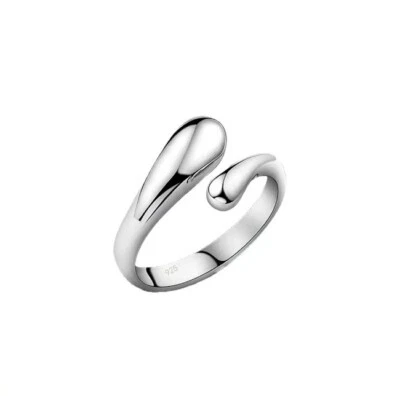 925 Placcato Argento Acqua Goccia Fidanzamento Bling Cuore Donna Anello Regalo - Immagine 1 di 4