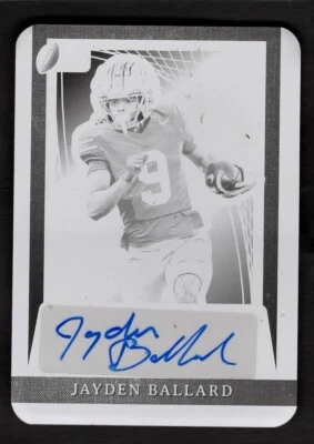 2024 Jayden Ballard Leaf Pro Set Metal Football Black Plate 1/1 Auto PA-JB1 - Image 1 of 2